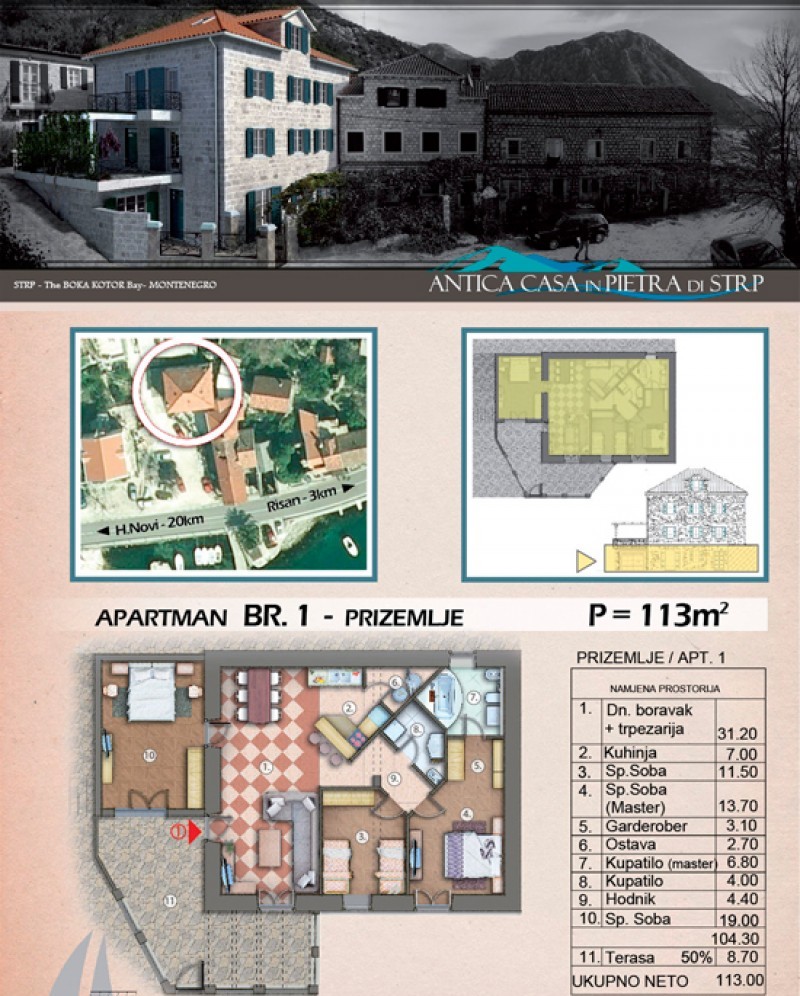Апартаменты в Черногории, в Стрп