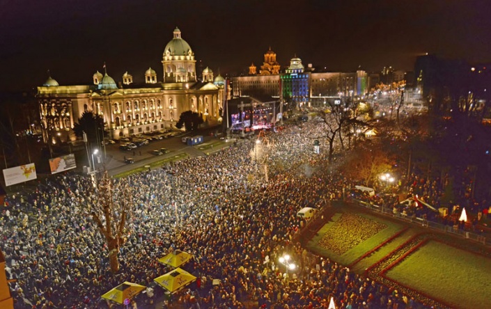 Исторический центр Белграда в новогоднюю ночь. Фото: Novosti.rs, Milutin Labudović