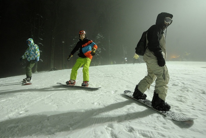 Открытие зимнего сезона в горнолыжном центре "Слеме" в январе 2016 г.