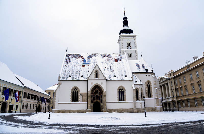 Февральский снегопад в столице Хорватии