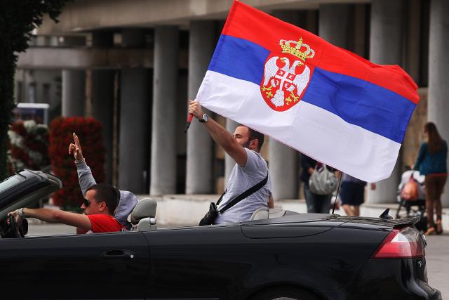 Празднование победы сборной Сербии в молодежном чемпионате мира по футболу
