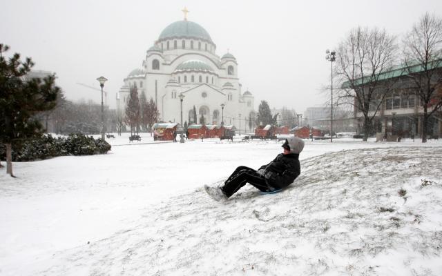 Первый снег в Белграде в новом 2016 году