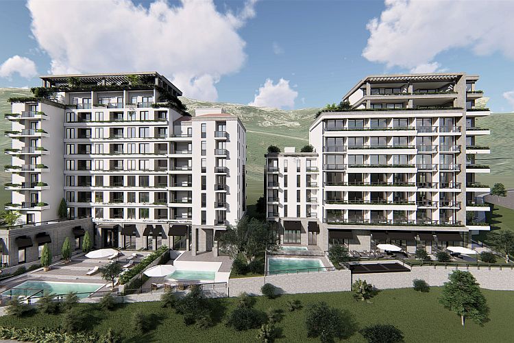 Двухкомнатная квартира с видом на море в новом комплексе в Бечичи, Черногория