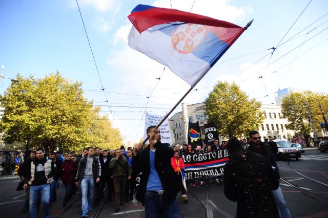 Митинг сербских студентов против вступления Косово в ЮНЕСКО. Фото: TANJUG, Oksana Toskić  Сербские студенты против вступления Косово в ЮНЕСКО