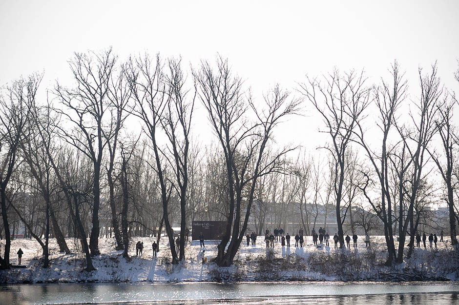 Зимний день на острове Ада-Циганлия в Белграде в январе 2016 г.
