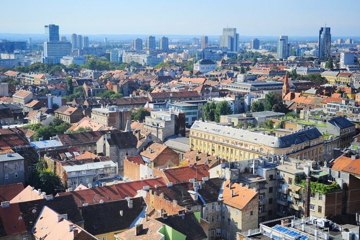 Вид на Загреб с высоты птичьего полета