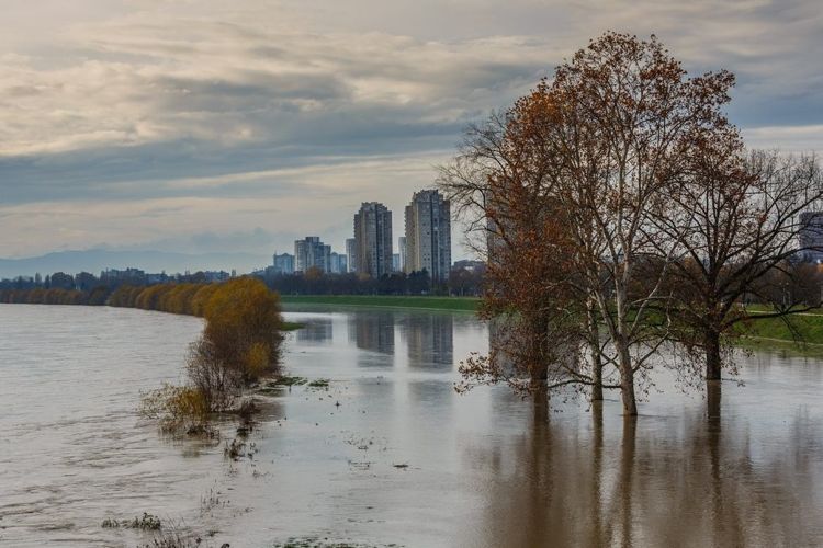 Река Сава в Загребе в ноябре 2016 года