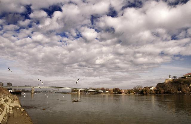 Солнечный день на набережной Нови-Сада