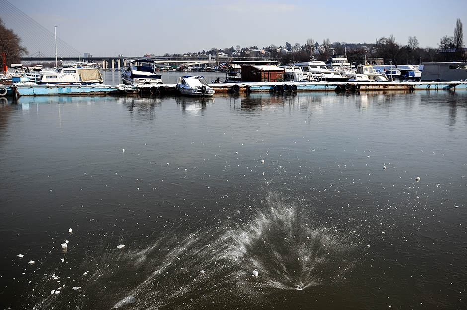 Зимний день на острове Ада-Циганлия в Белграде в январе 2016 г.